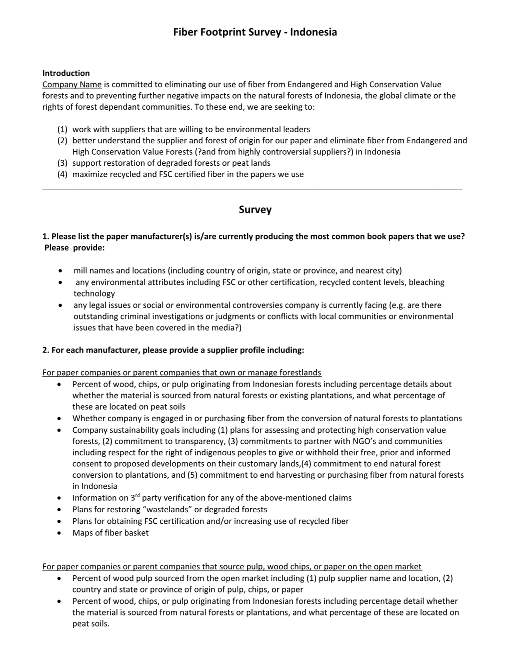 Fiber Footprint Survey - Indonesia