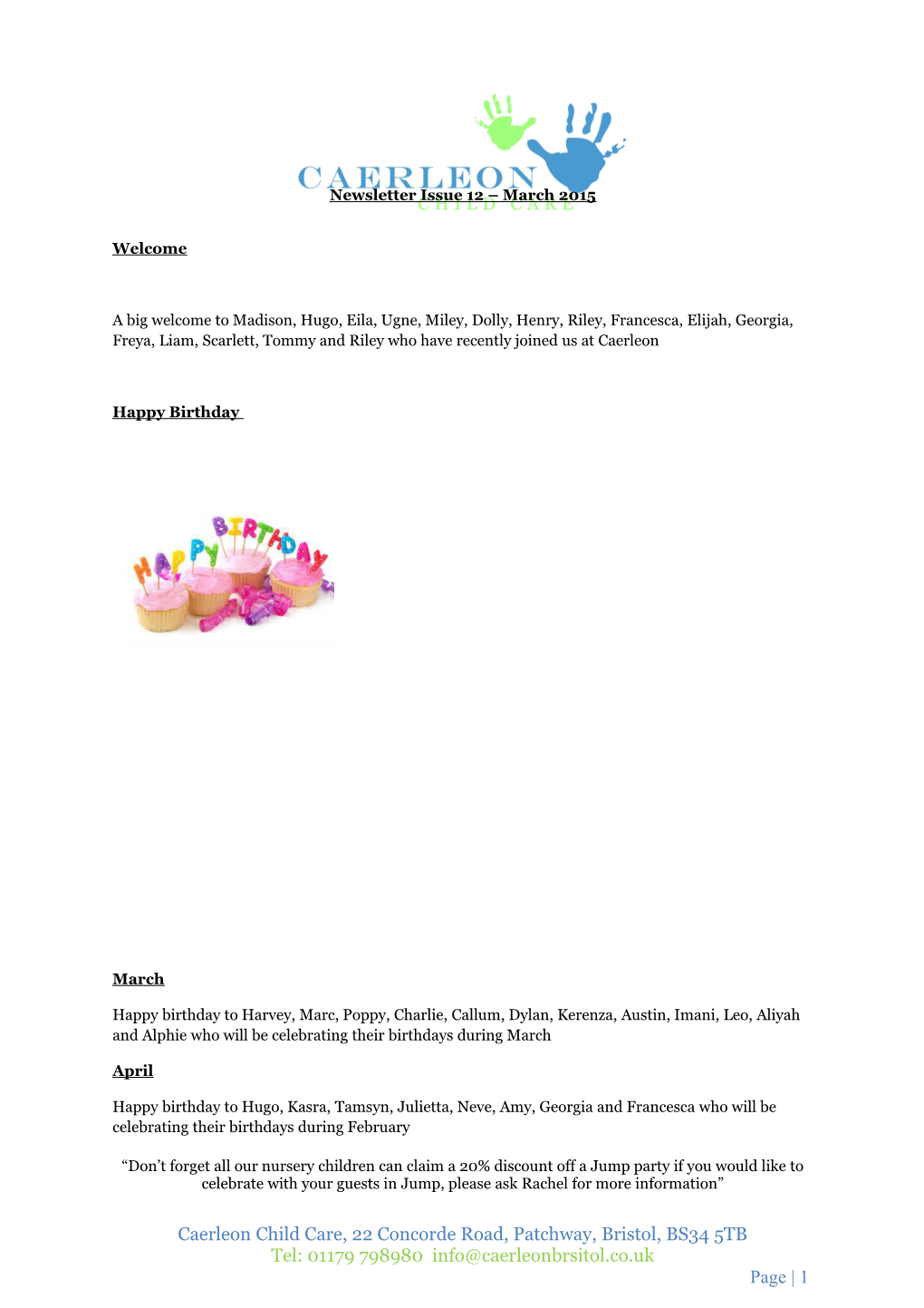 Newsletter Issue 12 March2015