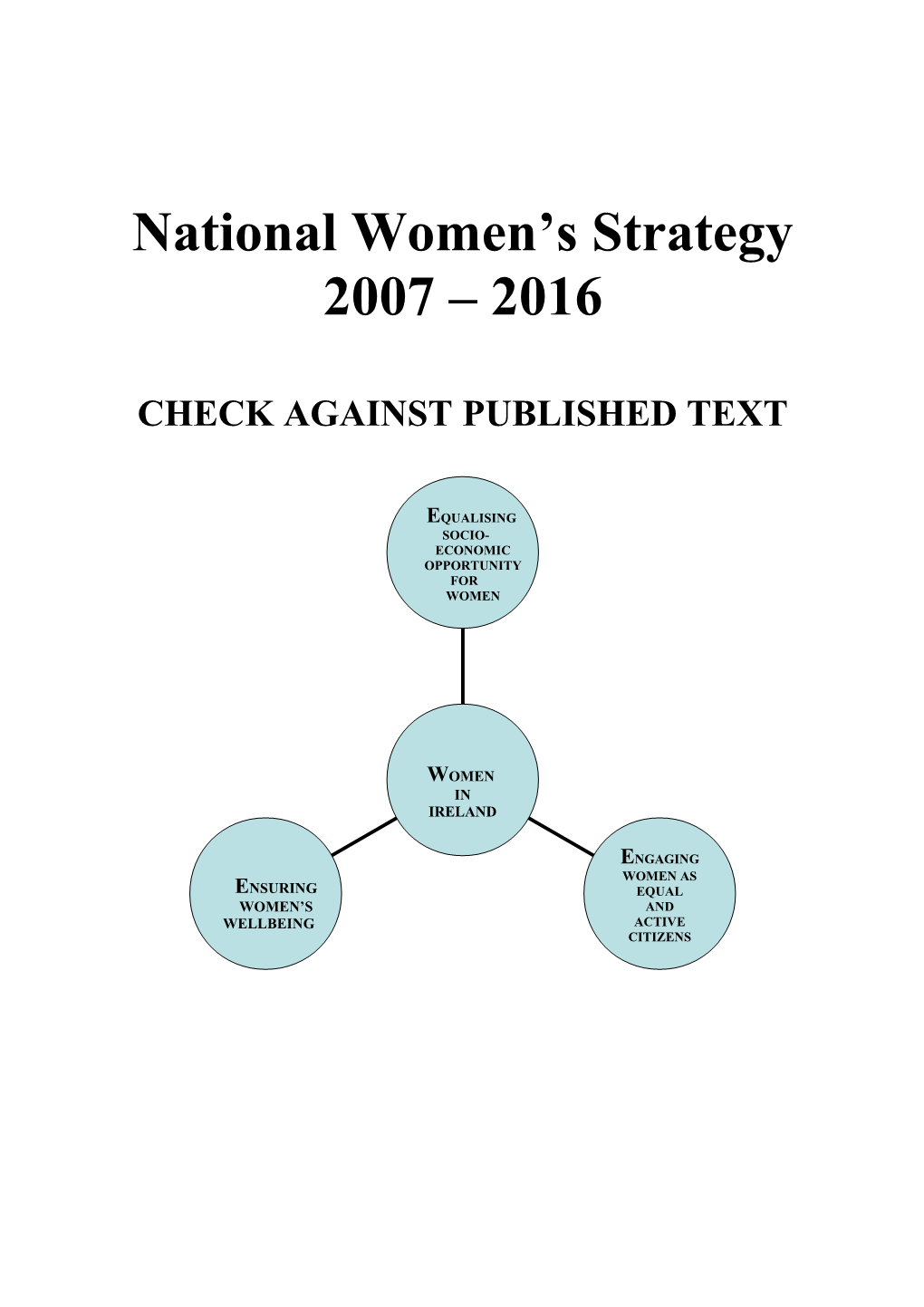 National Women S Strategy