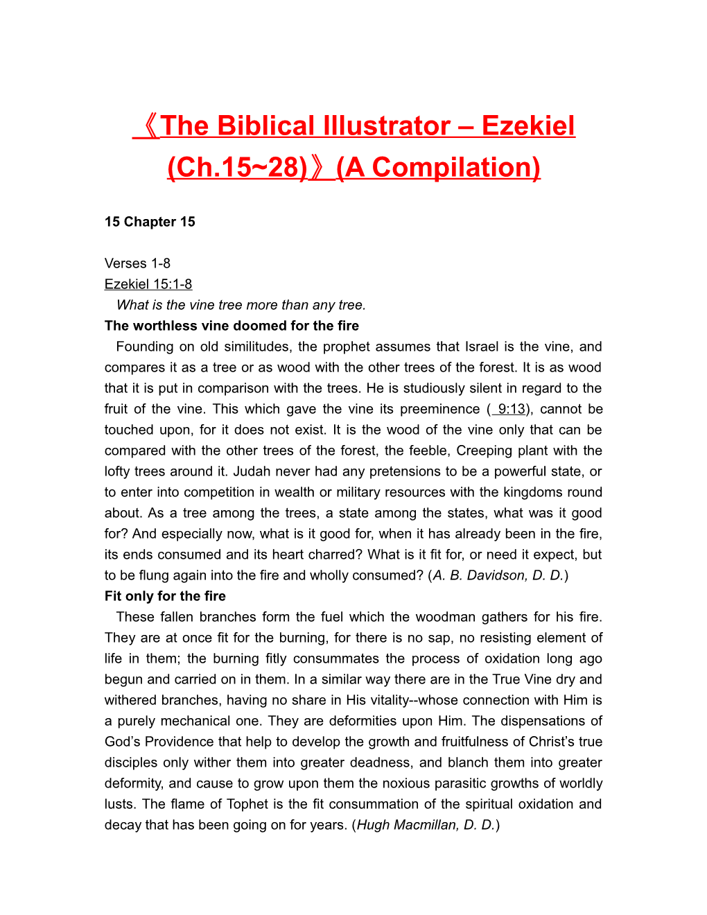 The Biblical Illustrator Ezekiel (Ch.15 28) (A Compilation)