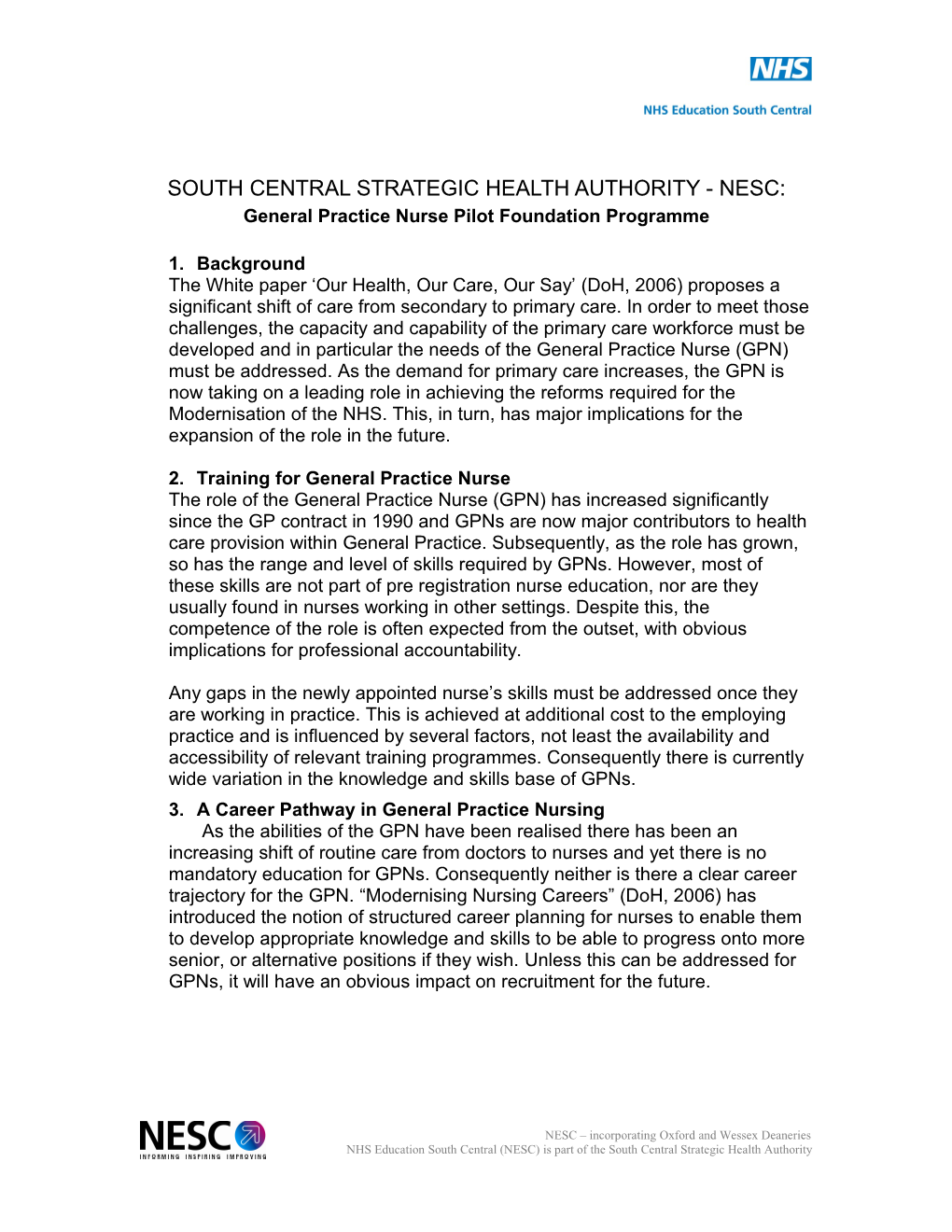 South Central Strategic Health Authority - Nesc