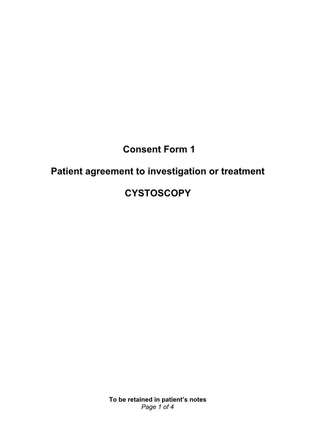 Patient Agreement to Investigation Or Treatment