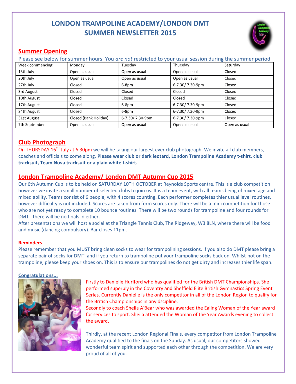 Summer Newsletter 2015