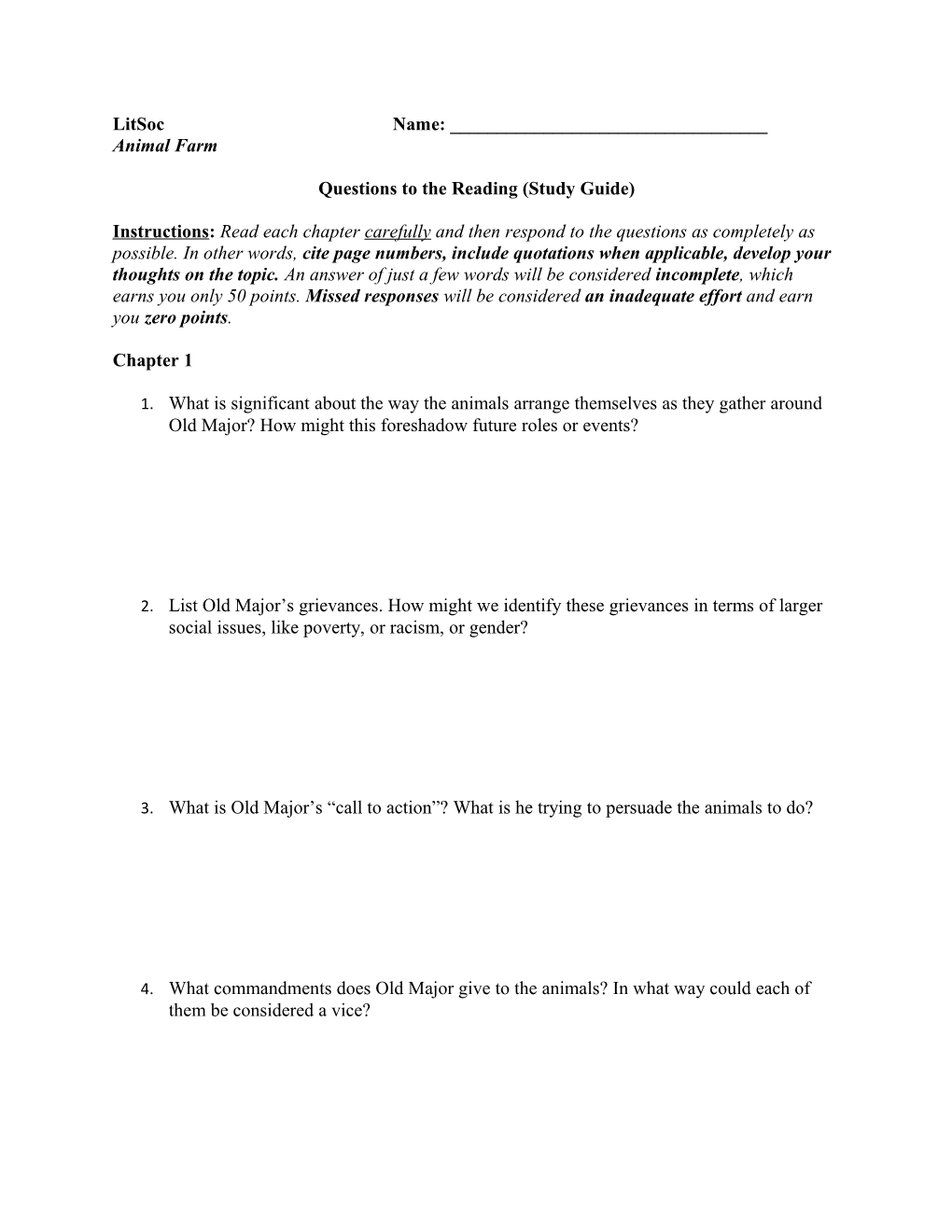 Questions to the Reading (Study Guide)