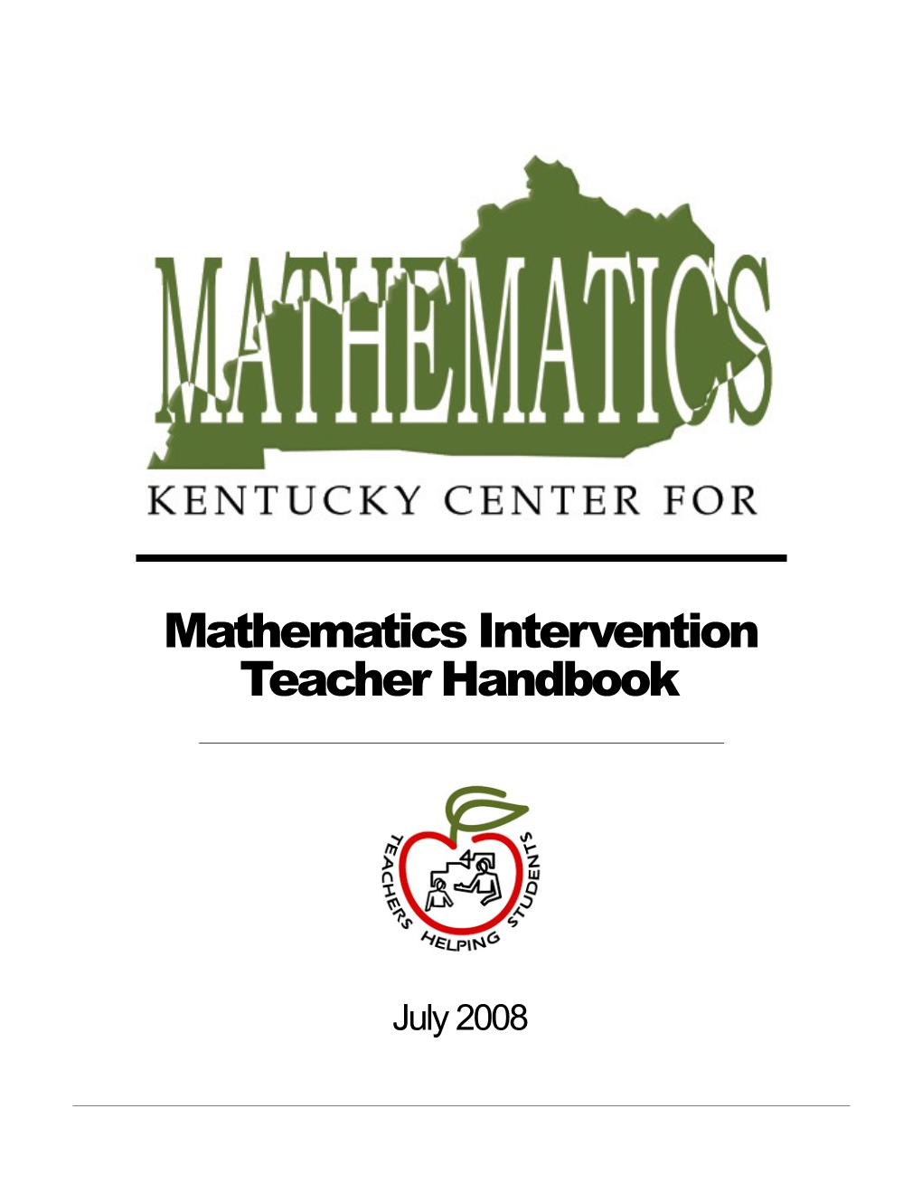 Mathematics Intervention Teacher Handbook