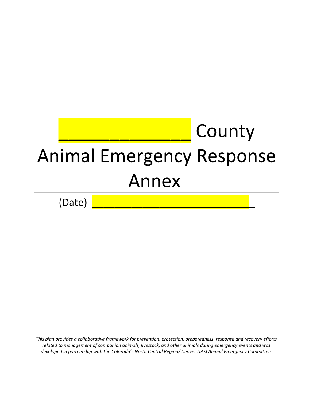 Emergency Annex Template