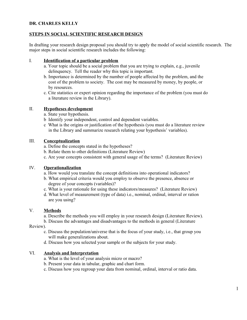 Steps in Social Scientific Research Design