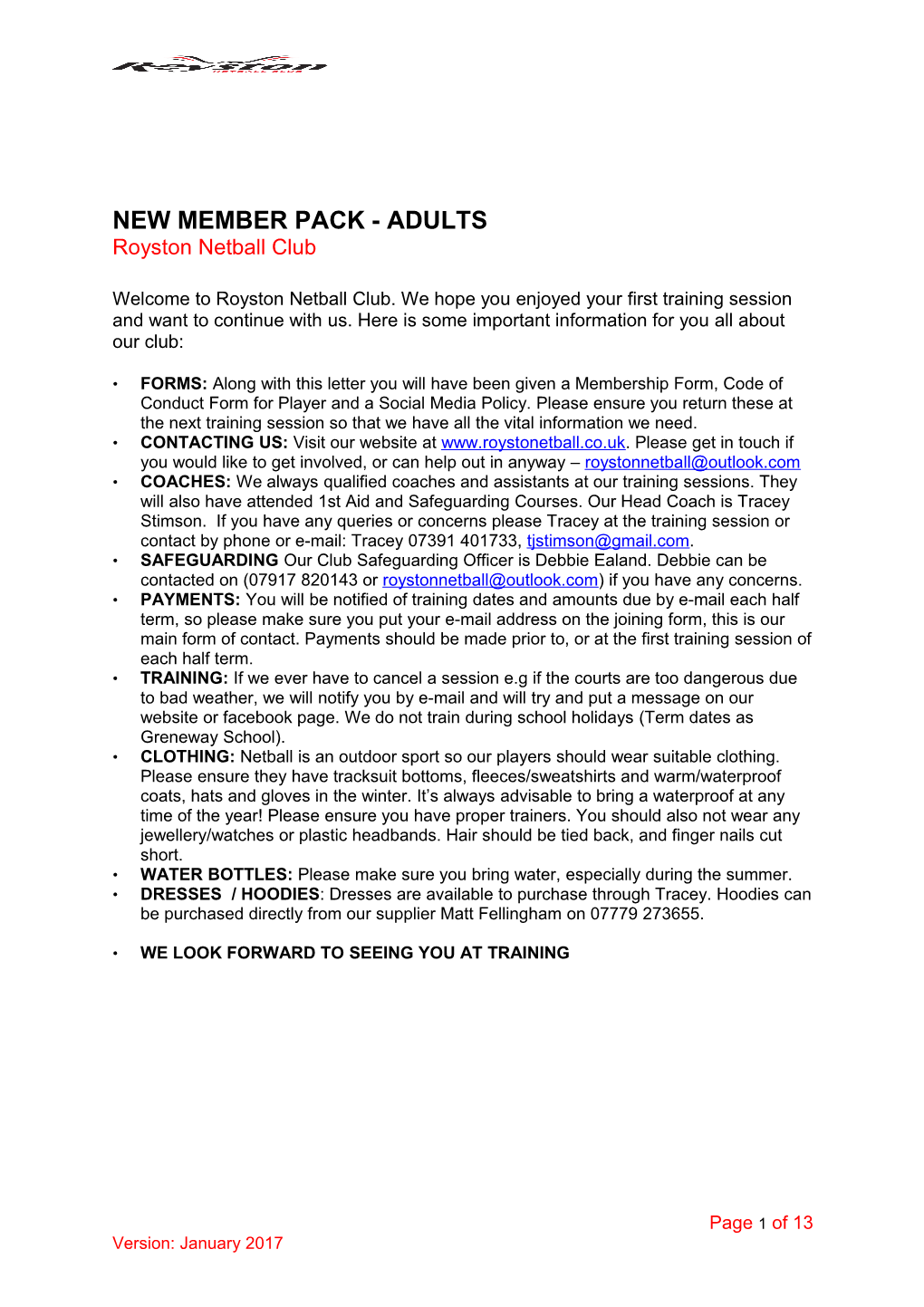 New Member Pack - Adults