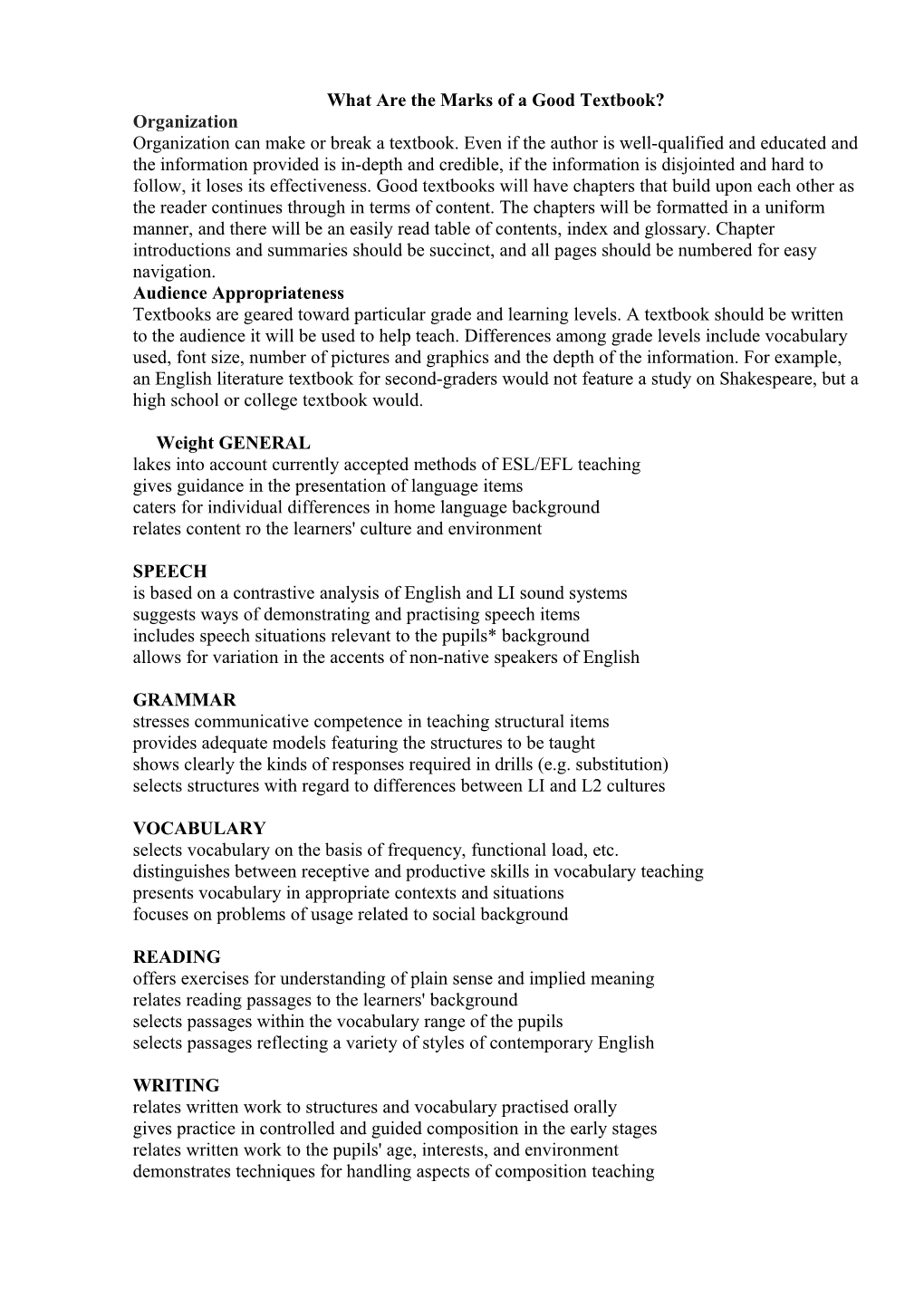 What Are the Marks of a Good Textbook?