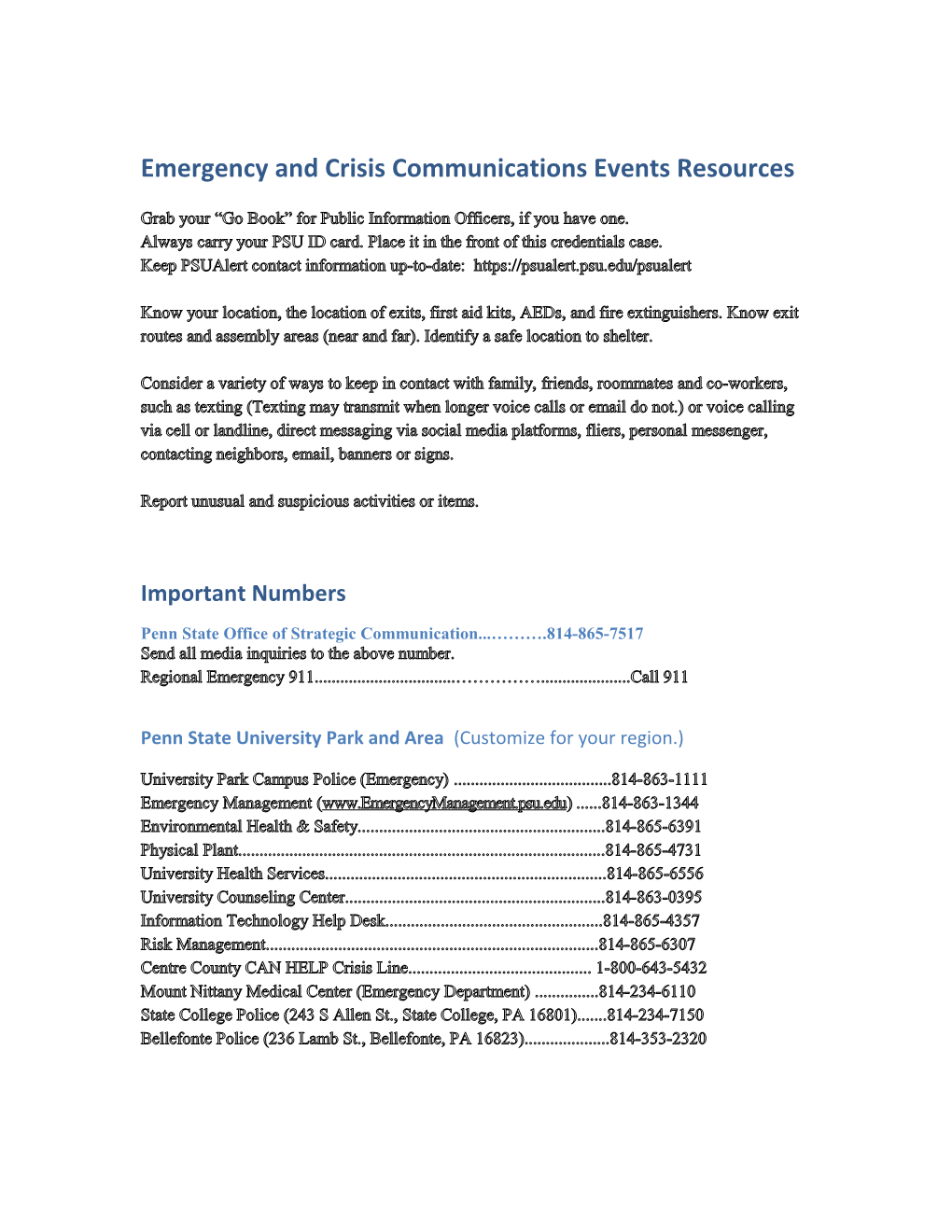 Emergency and Crisis Communications Eventsresources