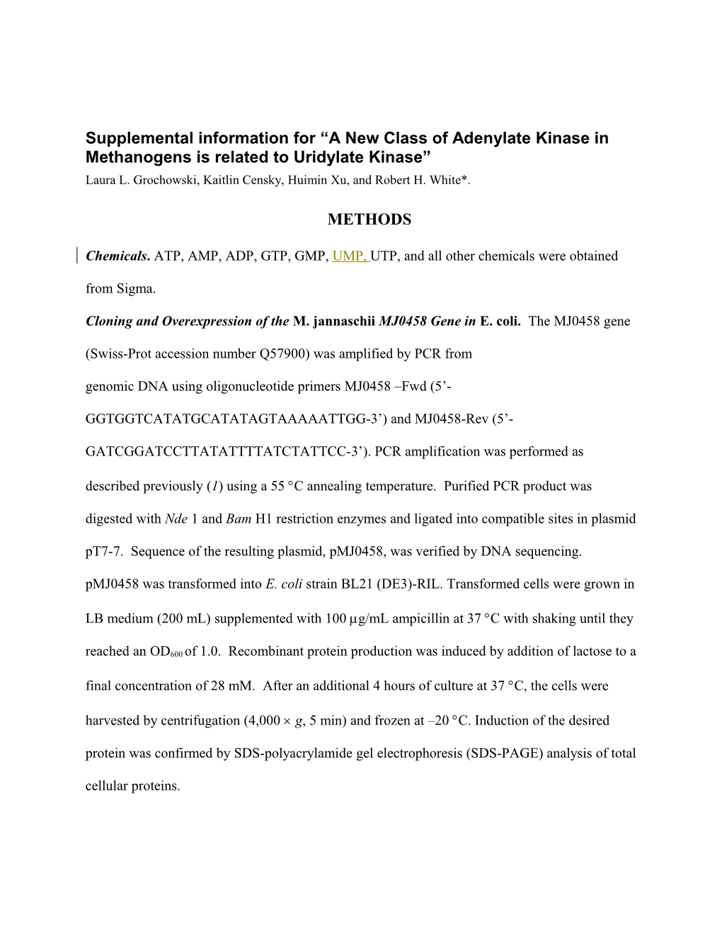 Supplemental Information for a New Class of Adenylate Kinase in Methanogens Is Related