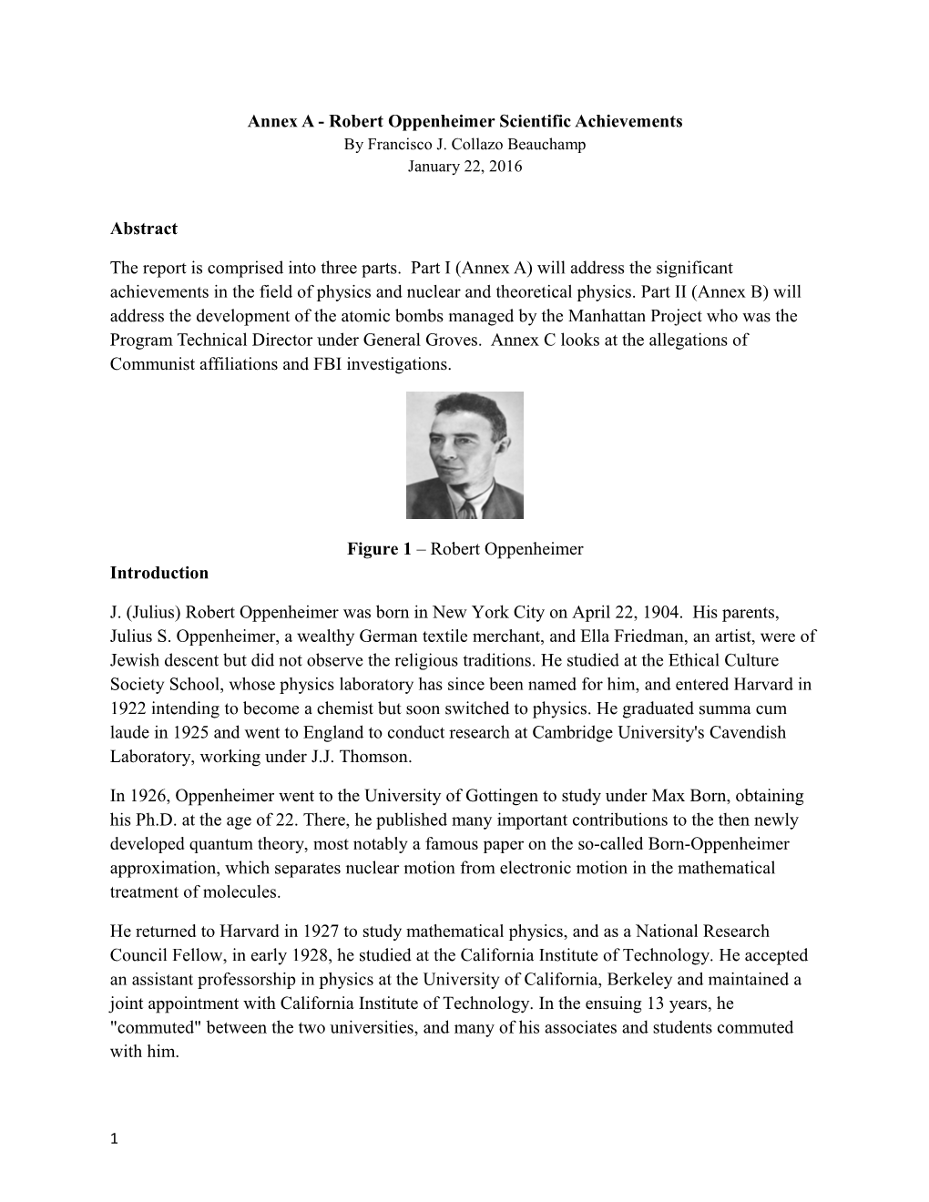 Annex A-Robert Oppenheimer Scientific Achievements