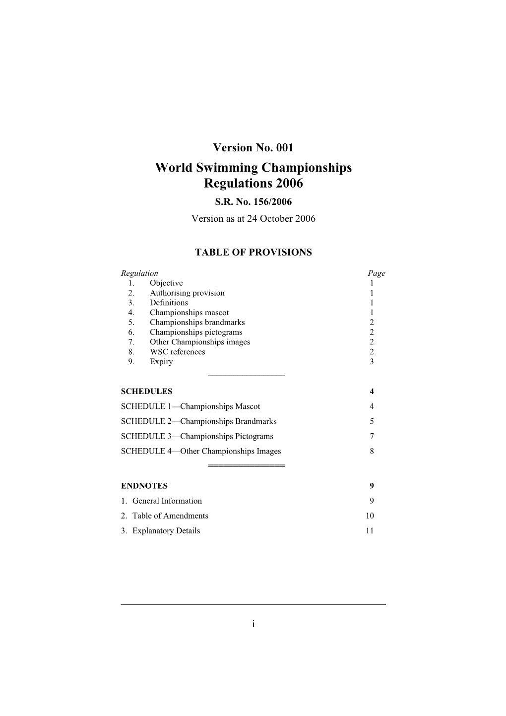 World Swimming Championships Regulations 2006