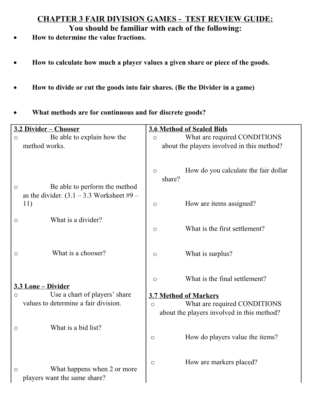 Chapter 3 Test Review Guide