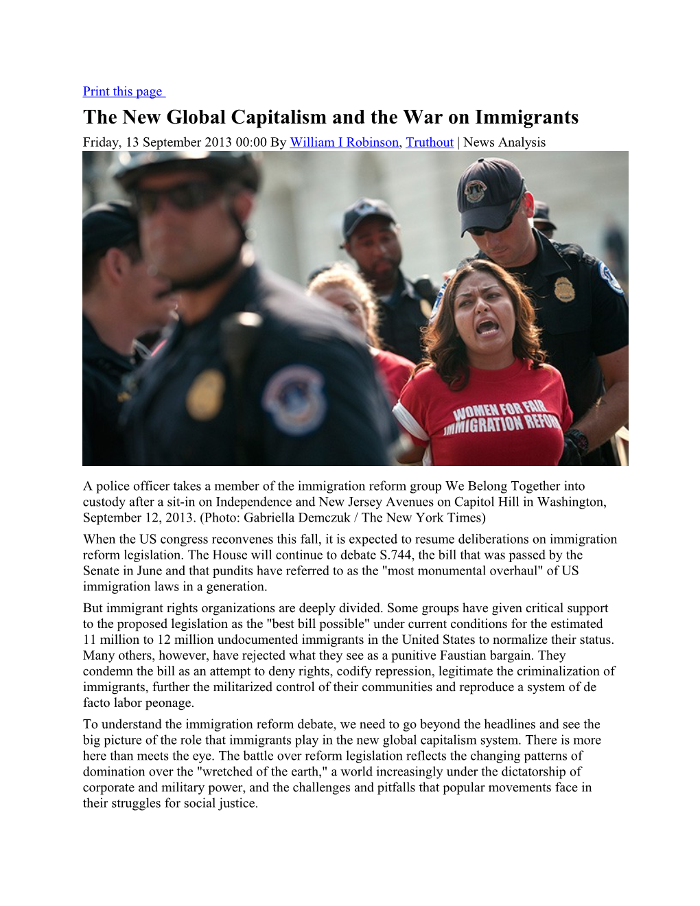 The New Global Capitalism and the War on Immigrants