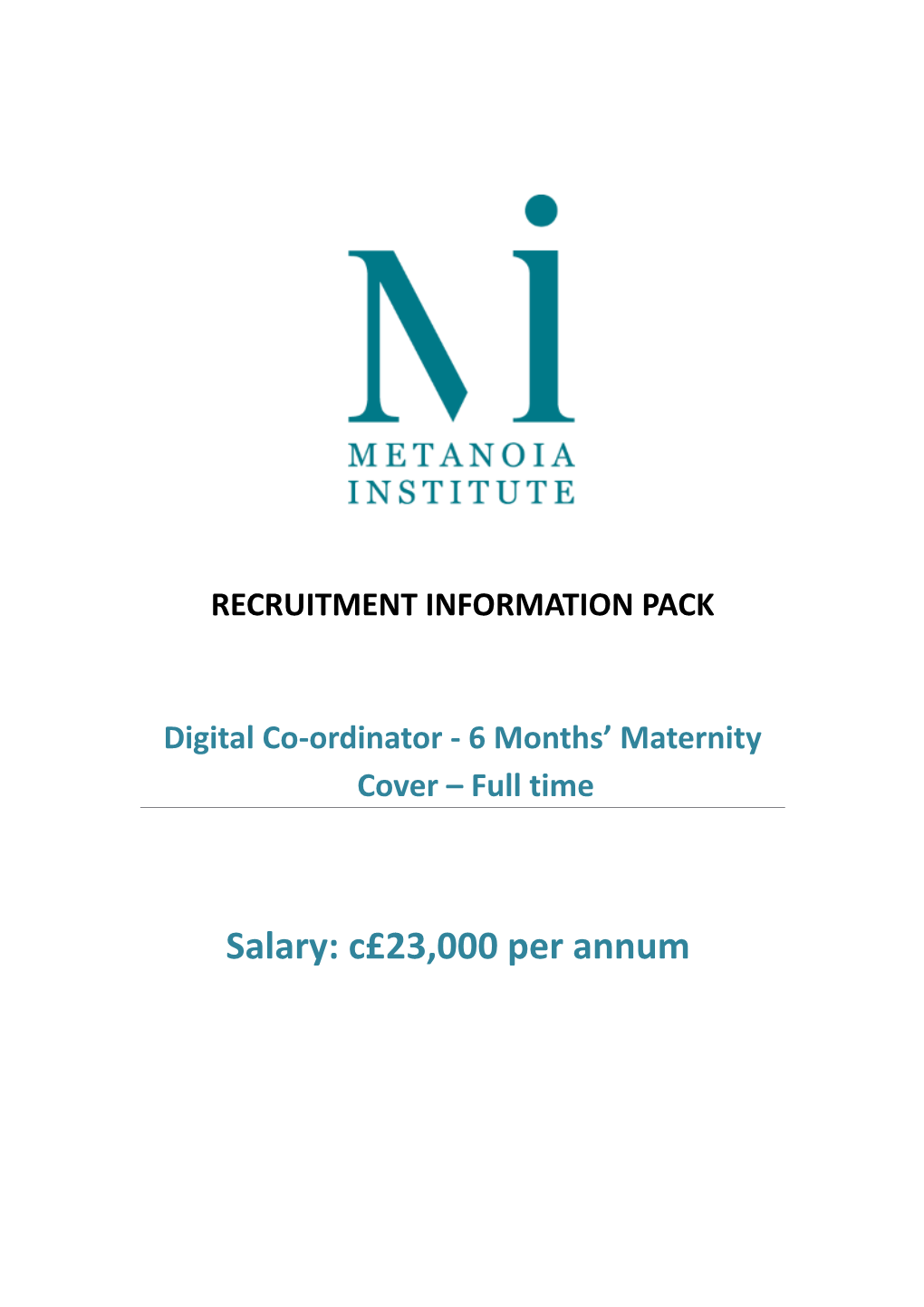 Digital Co-Ordinator - 6 Months Maternity Cover Full Time