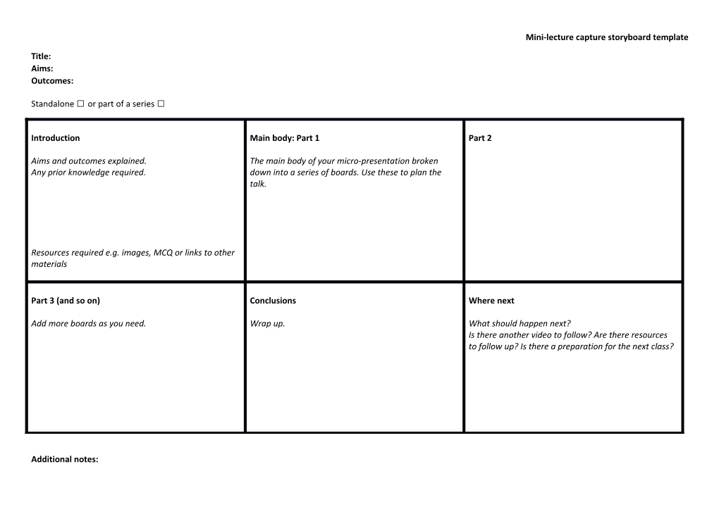 Mini-Lecture Capture Storyboard Template