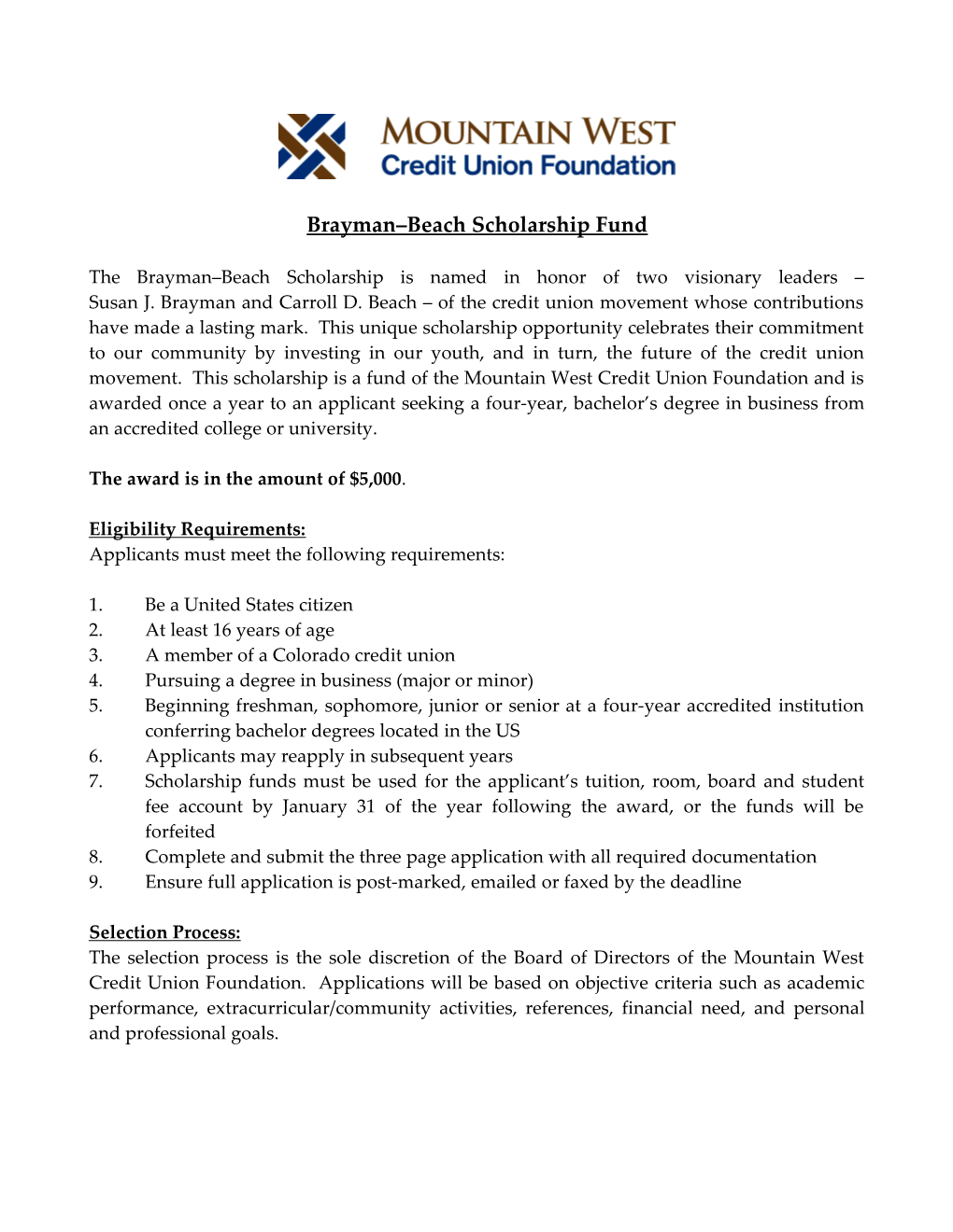The Colorado Credit Union League Foundation