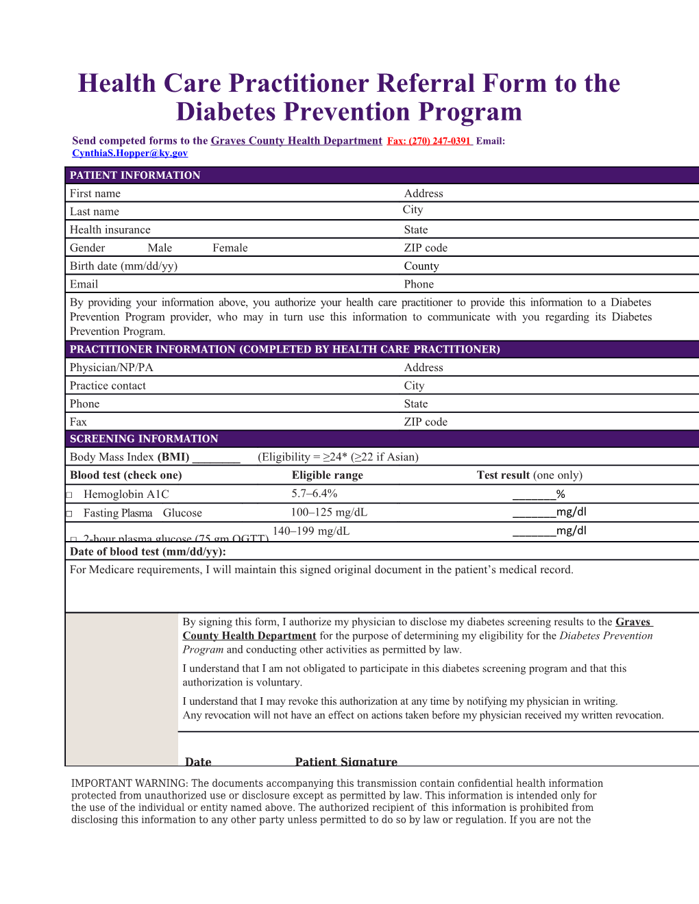 Preventing Type 2 Diabetes: a Guide to Refer Patients to the YMCA Diabetes Prevention Program