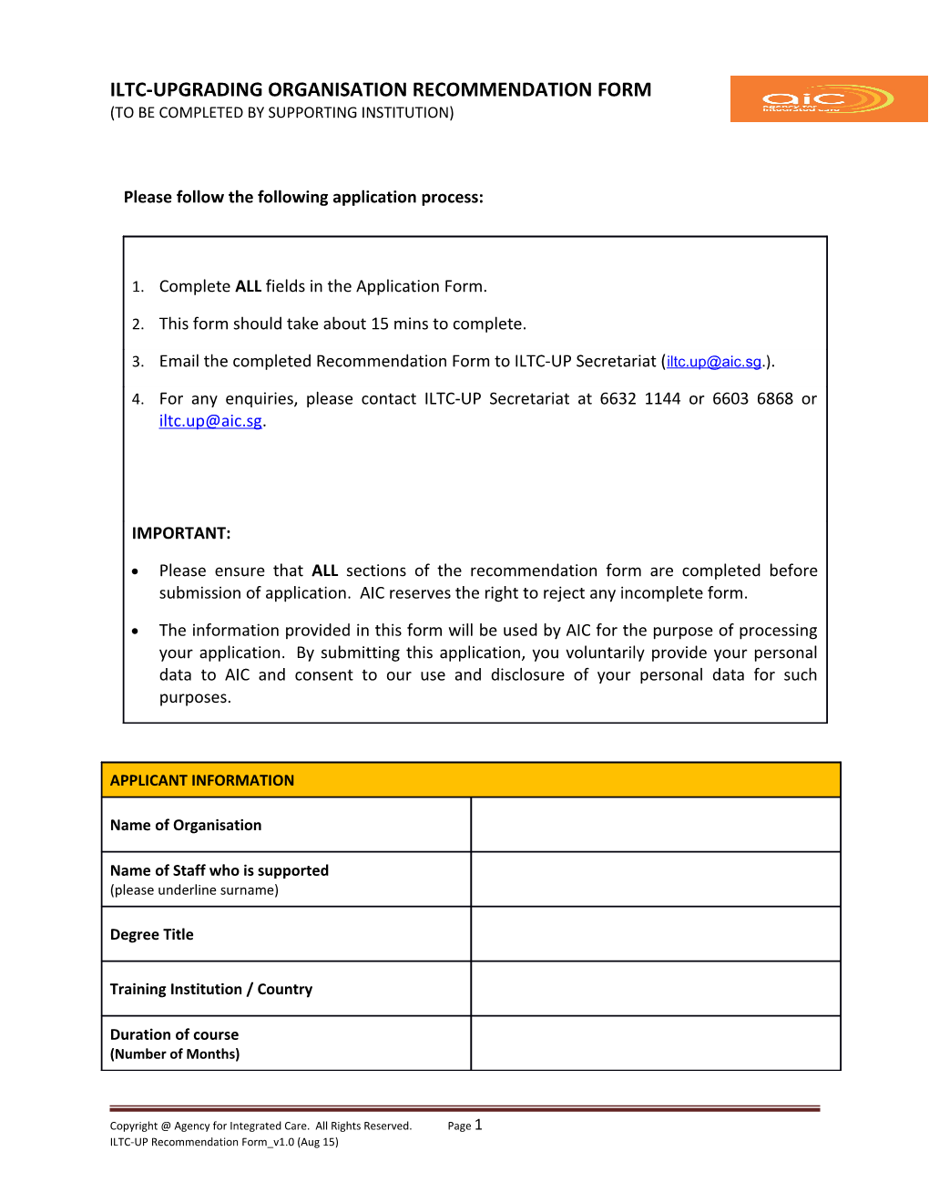 Iltc-Upgrading Organisation Recommendation Form