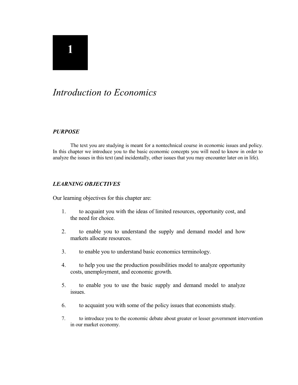 Chapter 1 Introduction to Economics