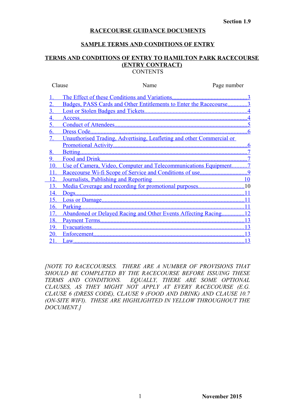 Racecourse Guidance Document