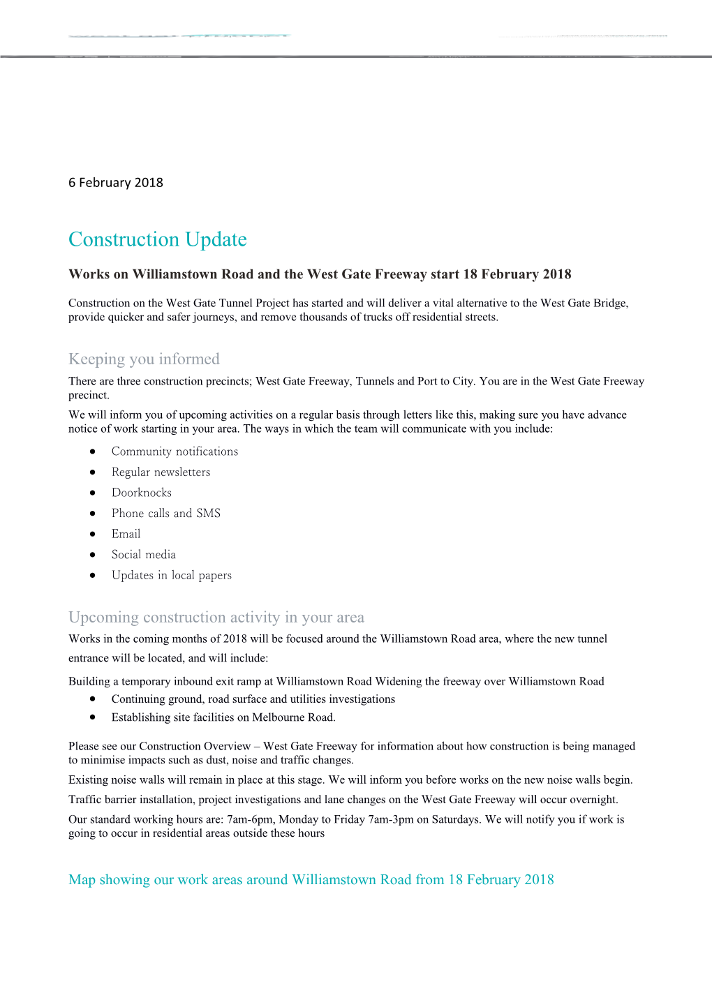 Works on Williamstown Road and the West Gate Freeway Start 18 February 2018