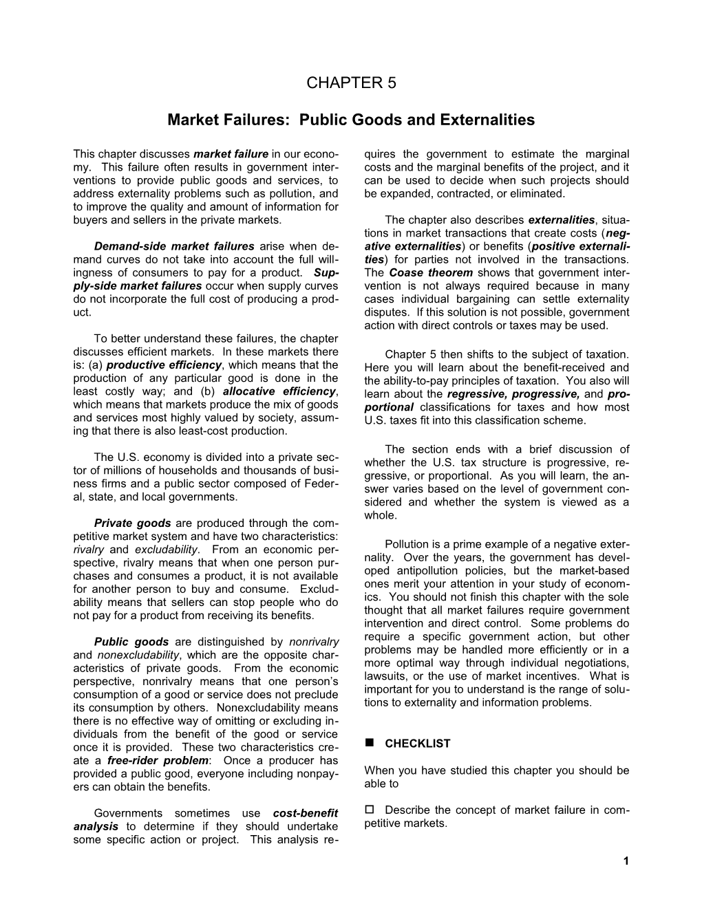 Public Goods and Externalities 1