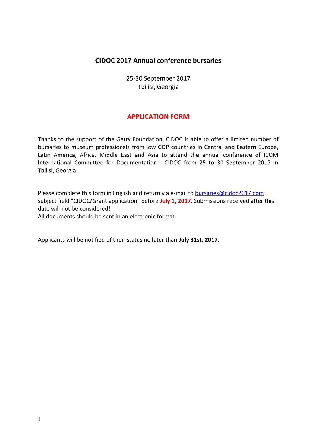 CIDOC 2017 Annual Conference Bursaries