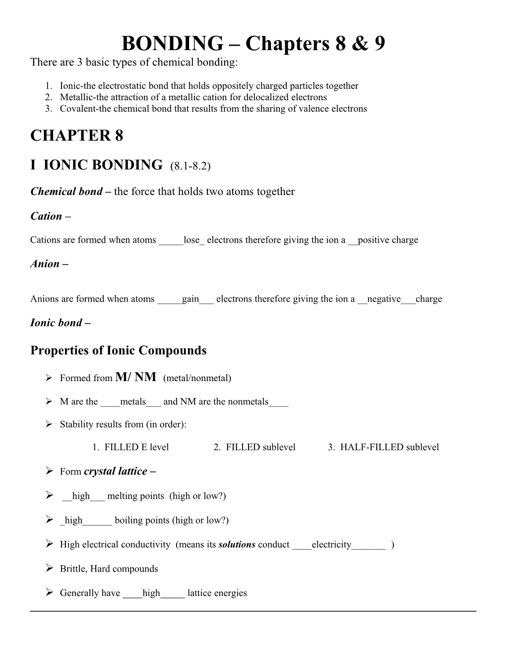 BONDING Chapters 8 & 9