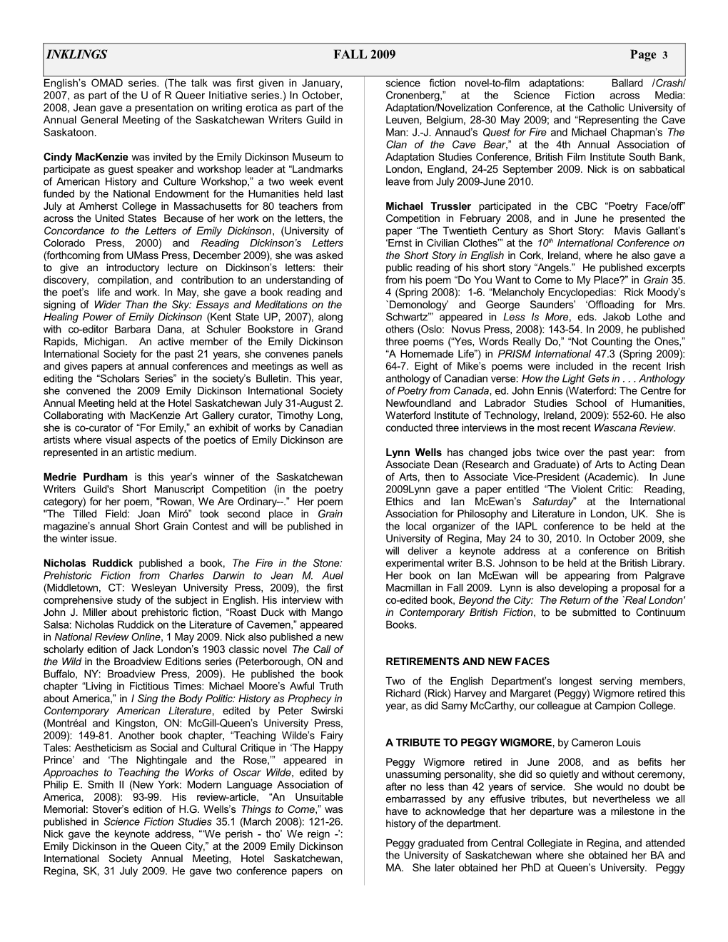 INKLINGSFALL 2009 Page 1