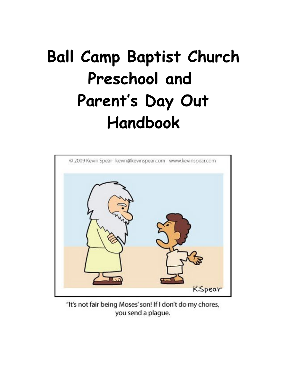 Ball Camp Baptist Church Preschool and Parent S Day out Handbook