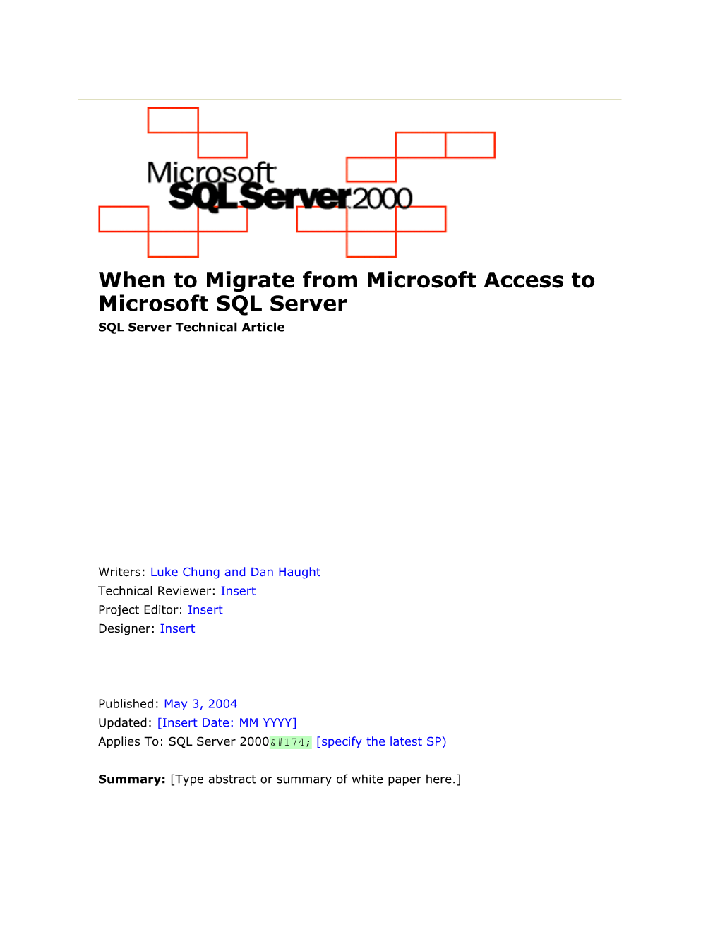 When to Migrate from Microsoft Access to Microsoft SQL Server