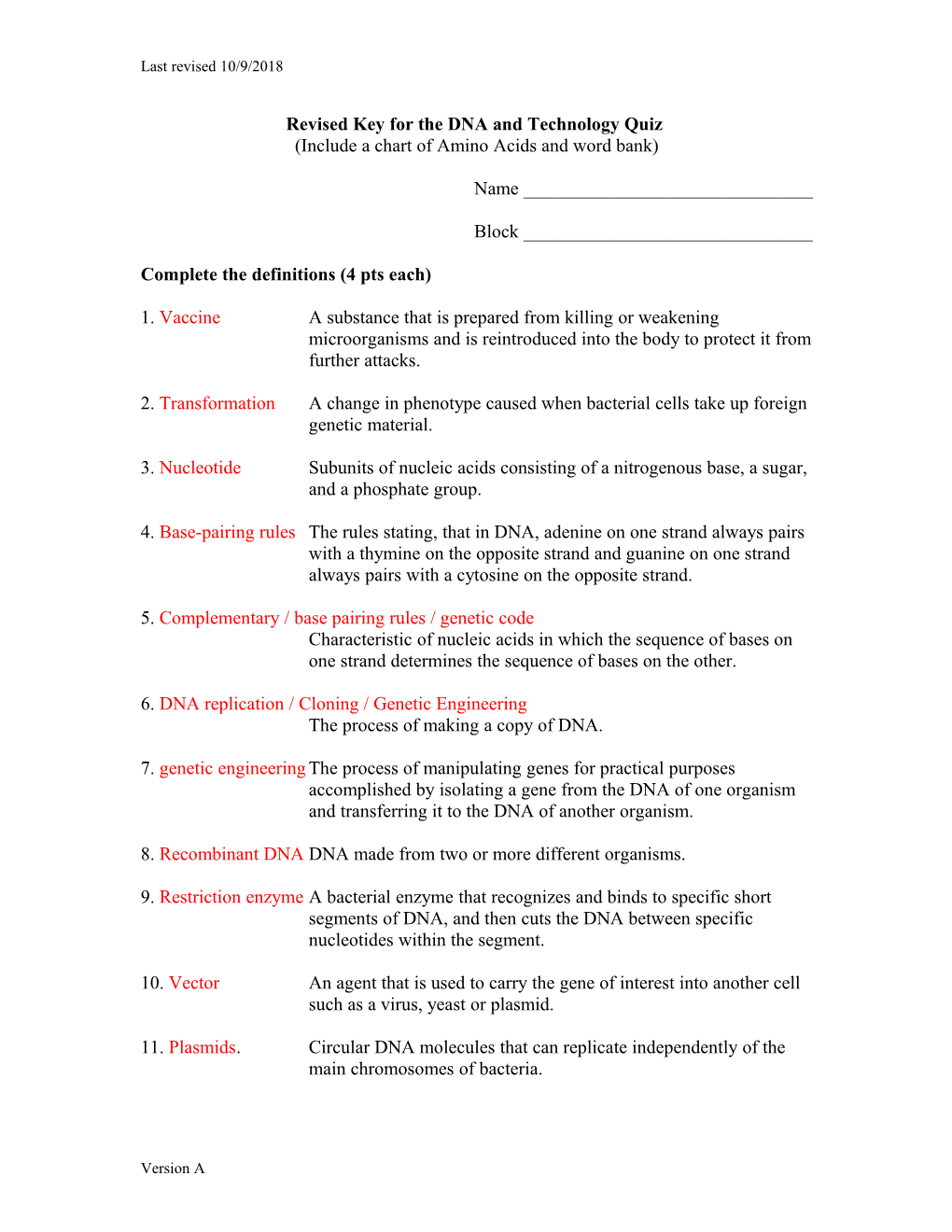 DNA and Technology Quiz