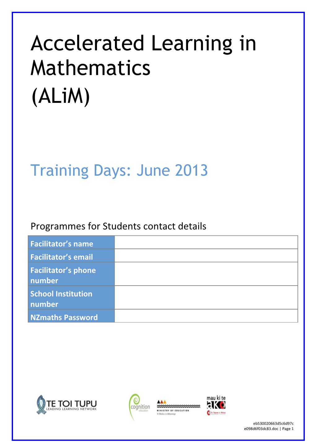 Programmes for Students Contact Details