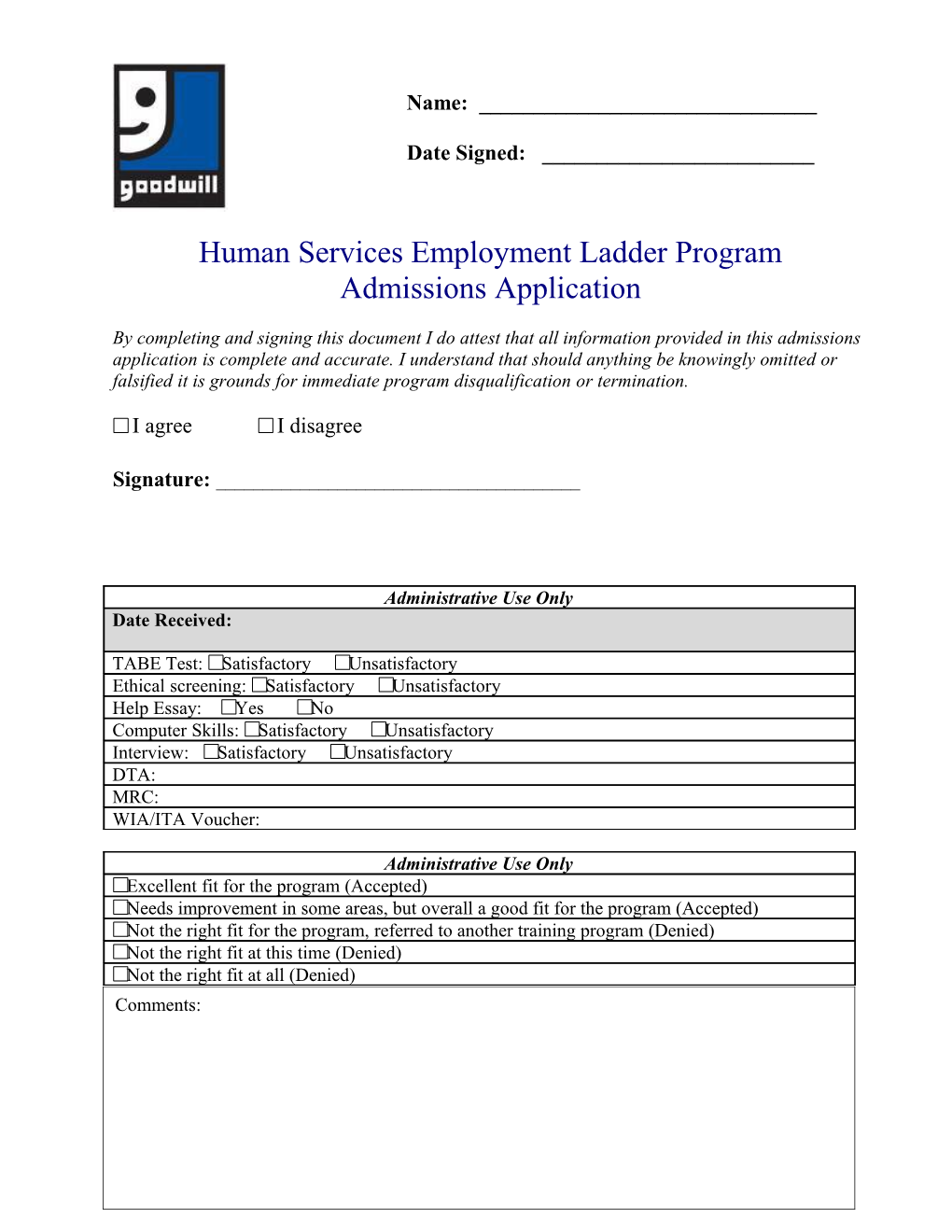 Human Services Employment Ladder Program