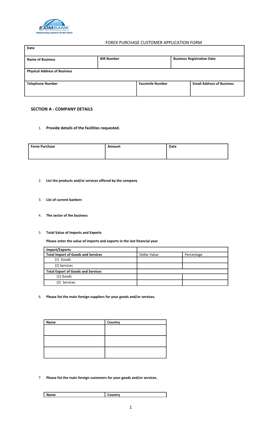 Section a - Company Details