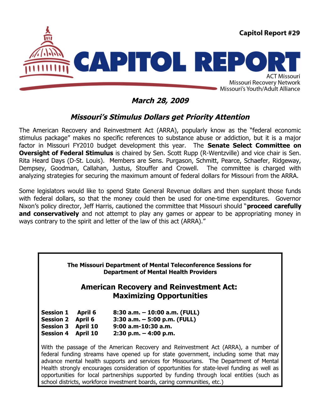 Missouri S Stimulus Dollars Get Priority Attention