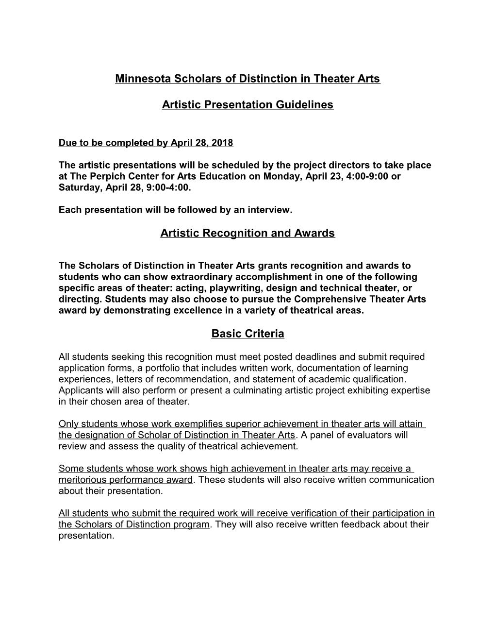 The Scholars of Distinction in Theater Arts Grants Recognition and Monetary Awards to Students
