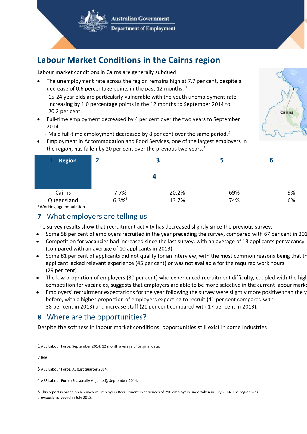 Labour Market Conditions in the Cairns Region