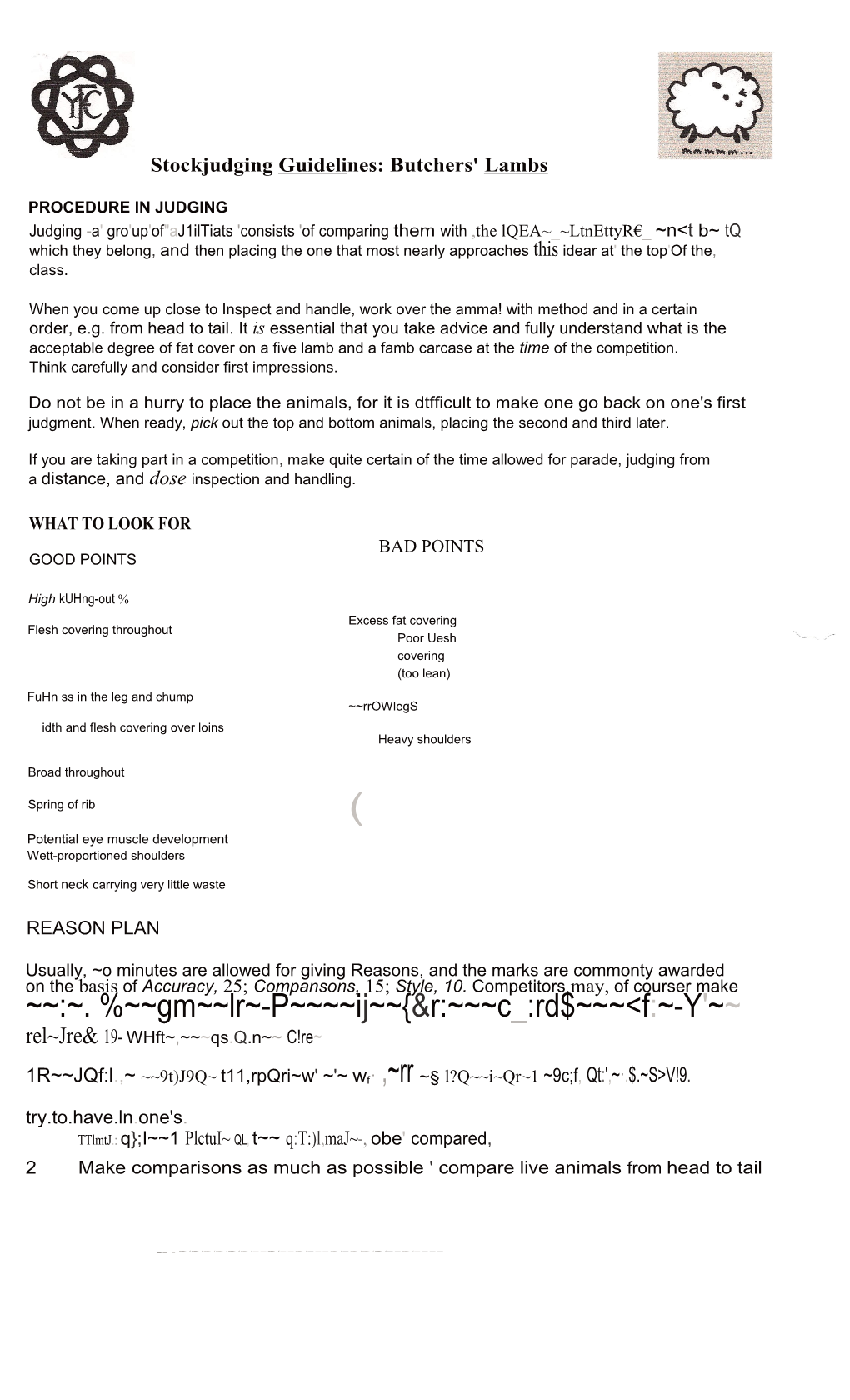 Stockjudging Guidelines: Butchers' Lambs PROCEDURE in JUDGING