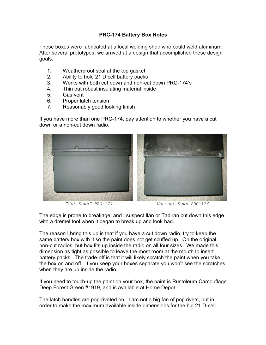 PRC-174 Battery Box Notes