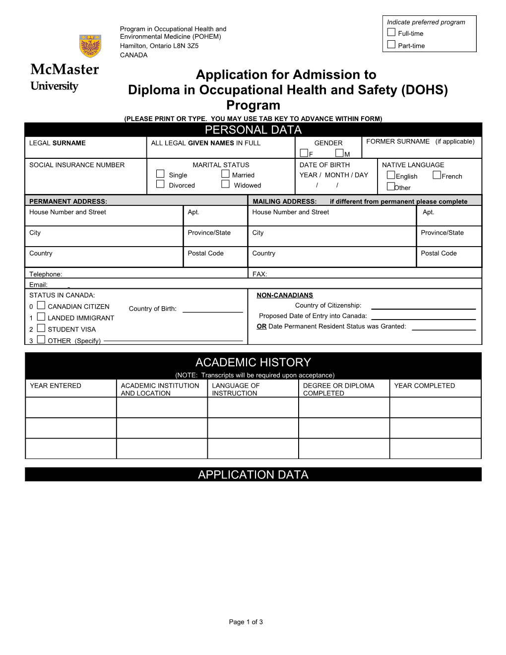 Diploma in Occupational Health and Safety (DOHS)Program