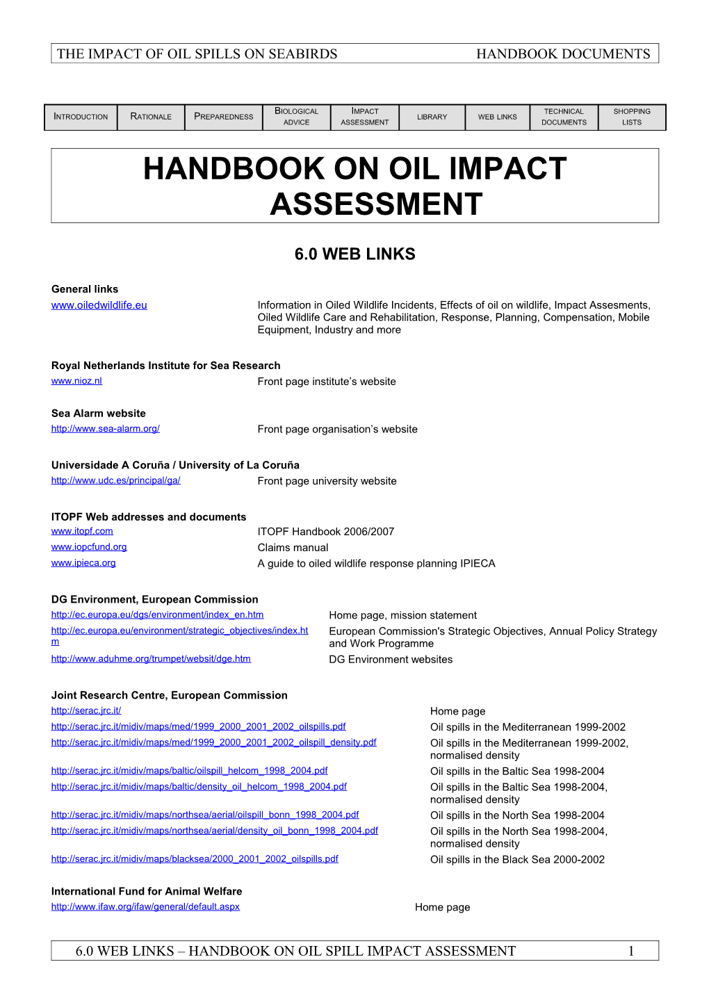 The Impact of Oil Spills on Seabirdshandbook Documents