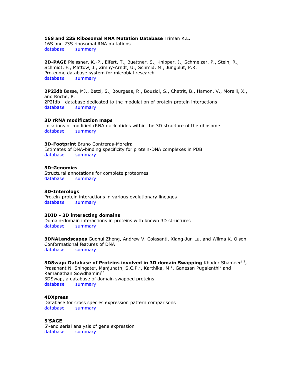 16S and 23S Ribosomal RNA Mutation Database Triman K.L. X000b 16S and 23S Ribosomal RNA