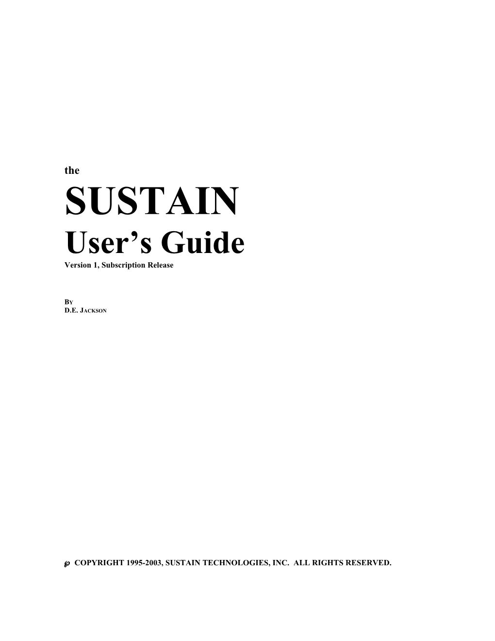 The SUSTAIN User S Guide