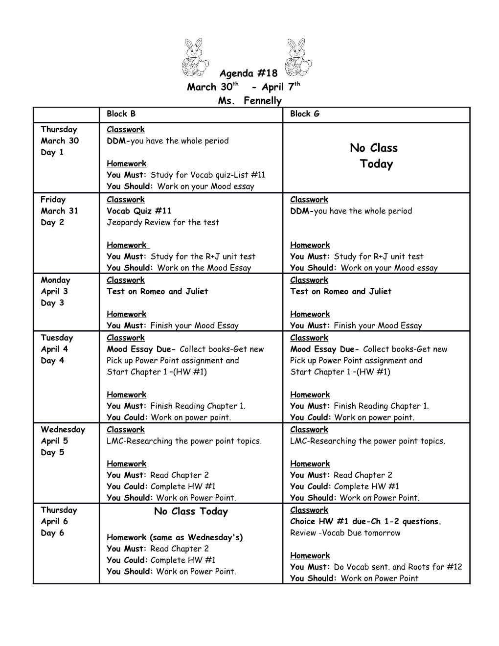 Wed-Thursday-Power Points Due