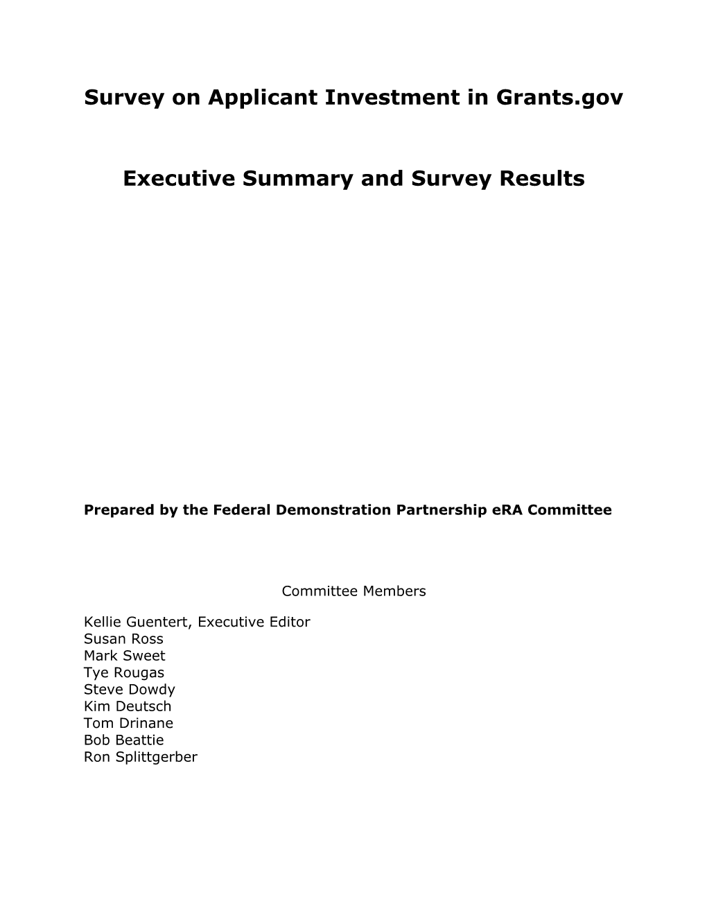 Survey on Applicant Investment in Grants.Gov