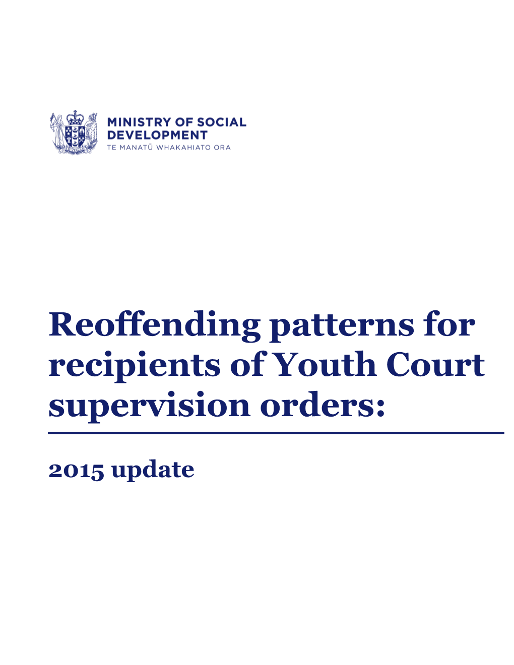 Reoffending Patterns for Recipients of Youth Court Supervision Orders