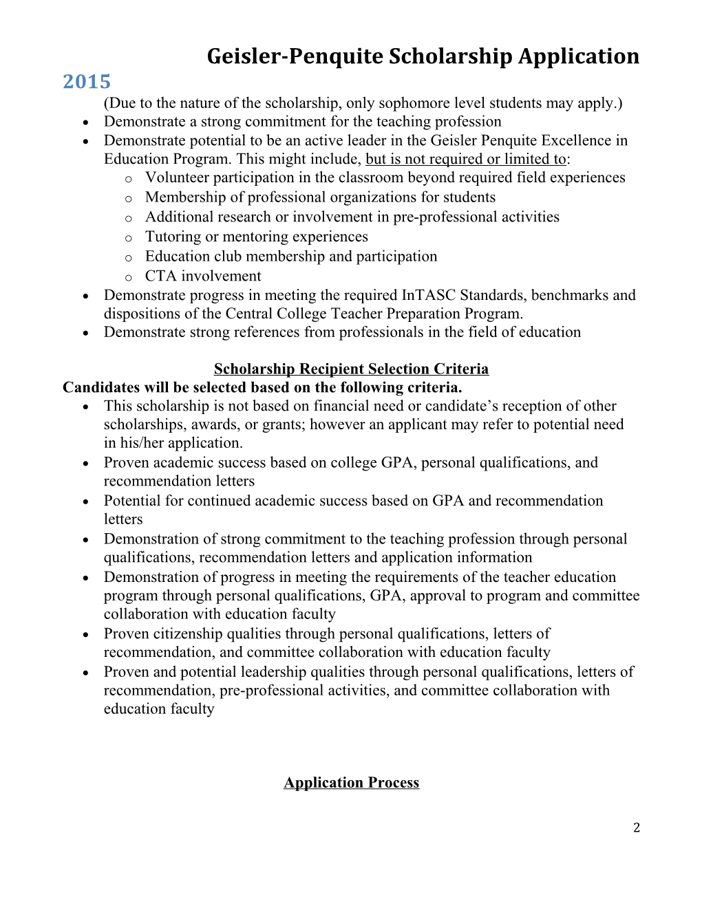 Geisler-Penquite Scholarship Application